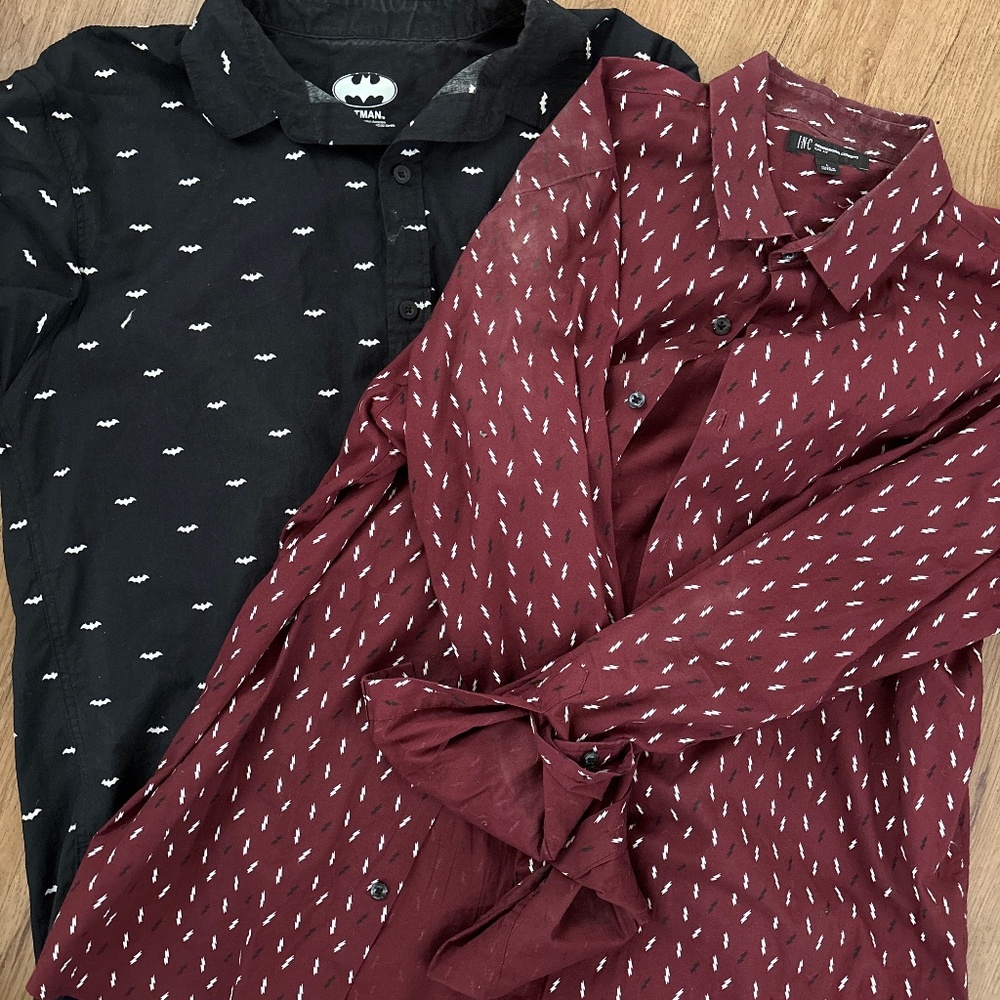 Burgundy and black dress shirts